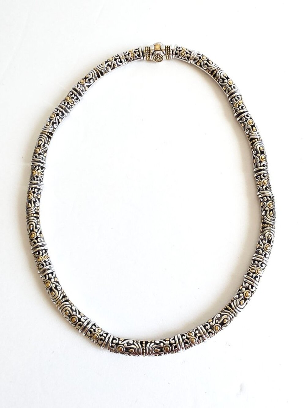 Palace Creations Two Tone Sculptural Collar Necklace Silver Gold Statement